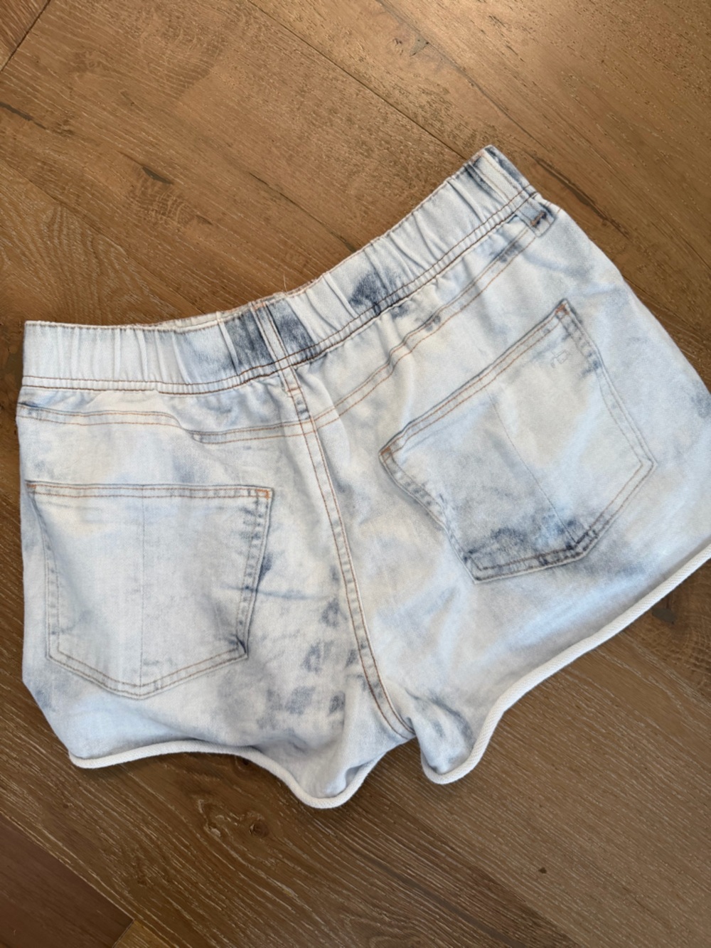 Rag & Bone NY Bleach Wash Pull On Denim Sweat Shorts Elastic Waist - Picture 3 of 3